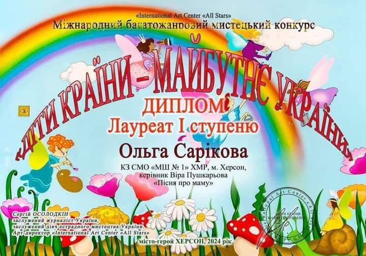 Школярка з Херсона здобула дипломи I та II ступеня на Міжнародному мистецькому конкурсі